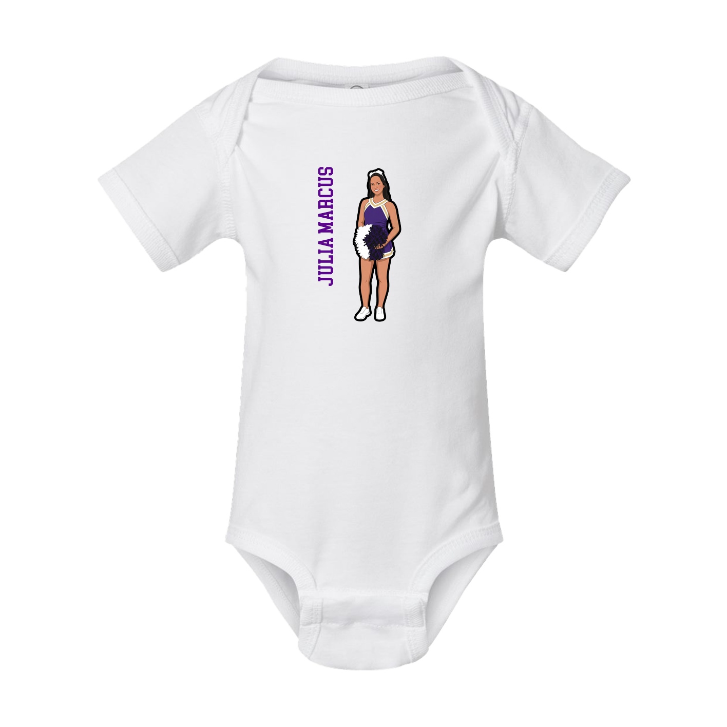 Baby Onesie — Name Vertical in White