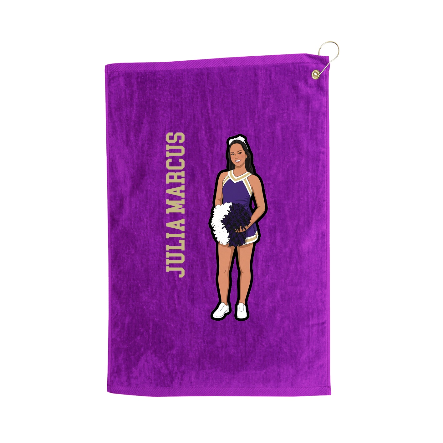 Golf Towel — Name Vertical in Purple