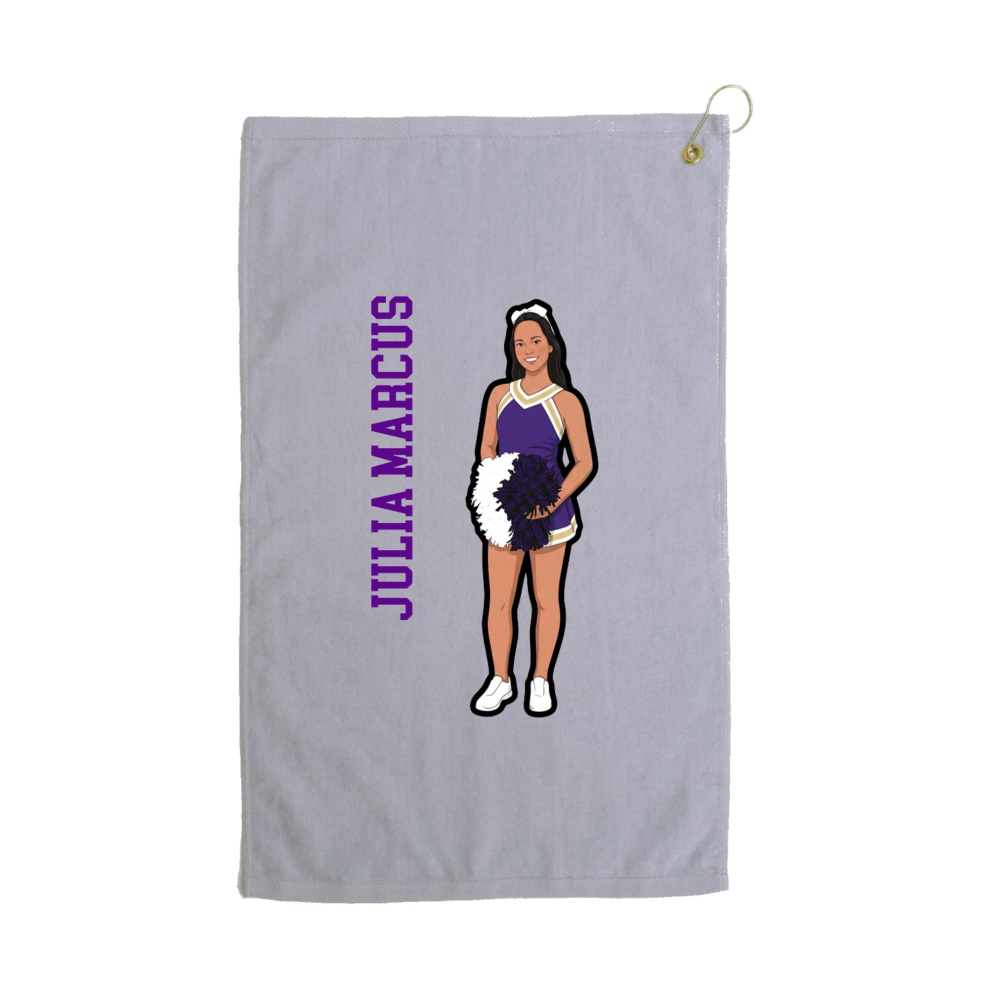 Golf Towel — Name Vertical in Grey