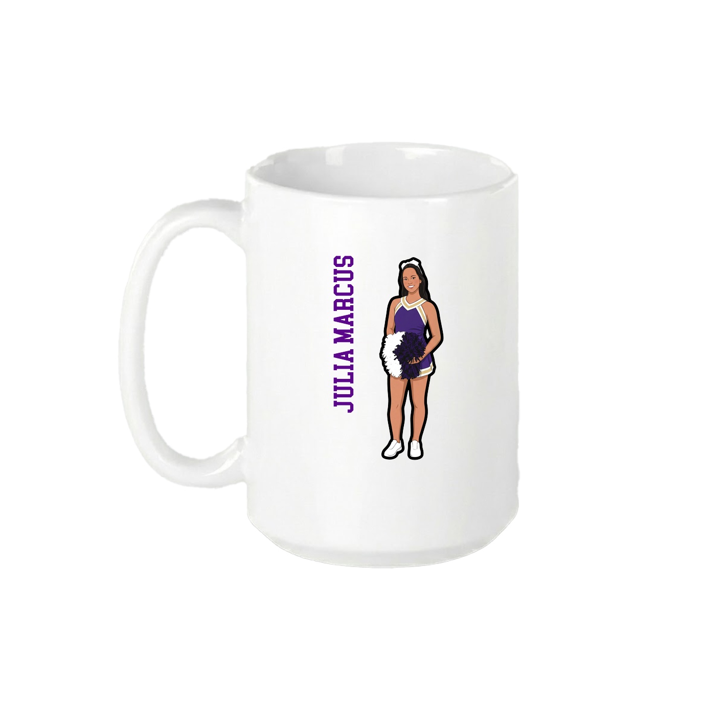 15oz Coffee Mug — Name Vertical in White
