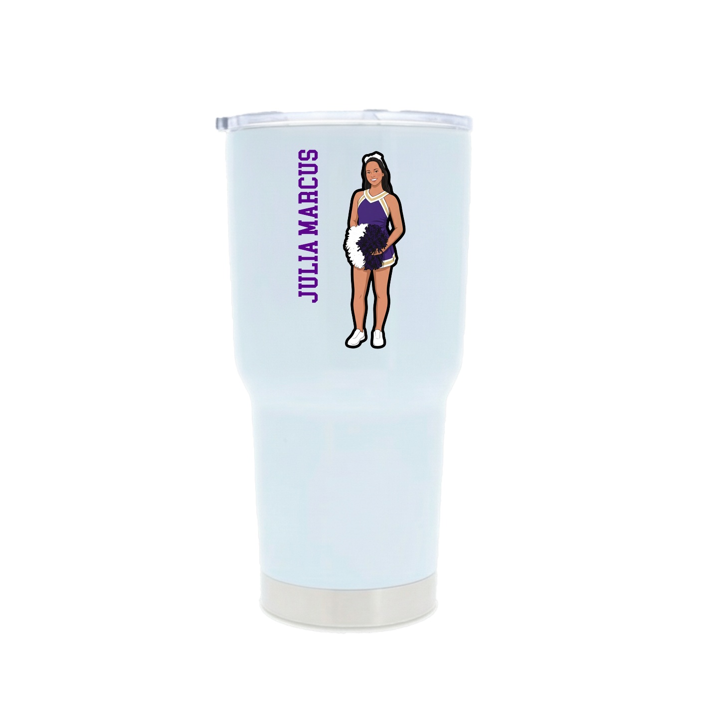 30oz Stainless Steel Tumbler — Name Vertical in White