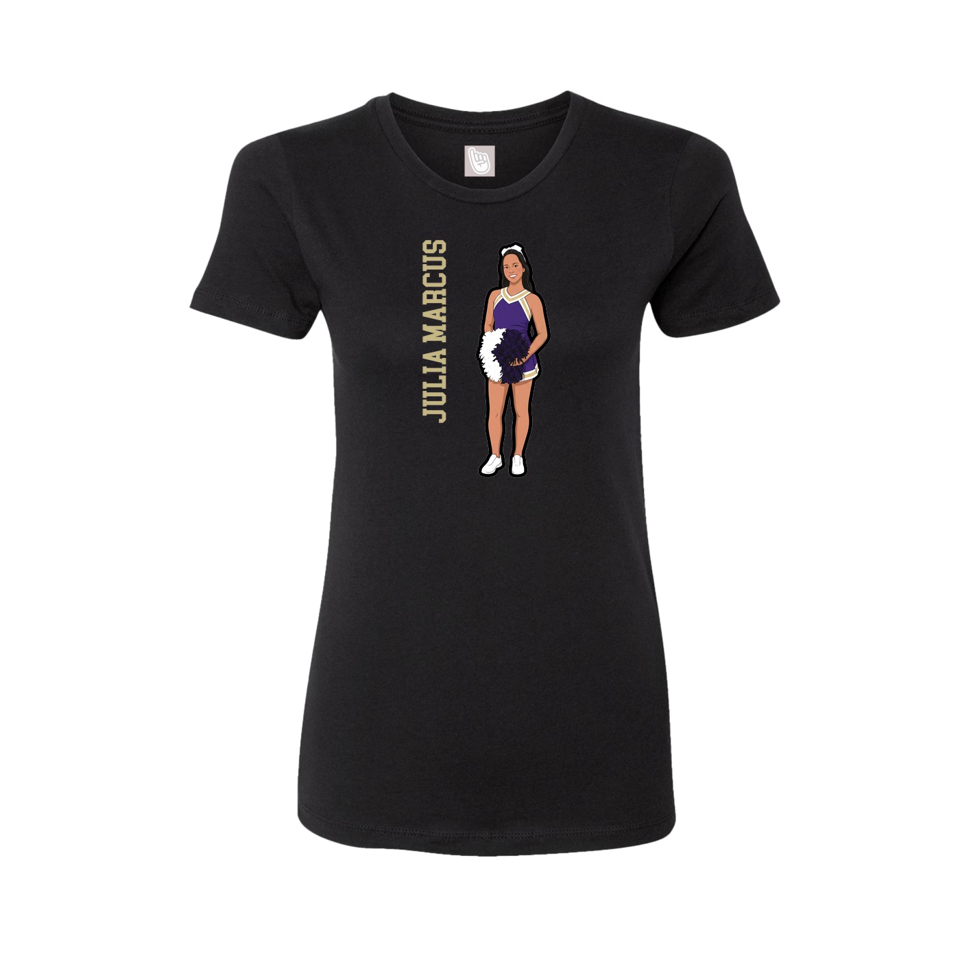 Womens Tee — Name Vertical in Black