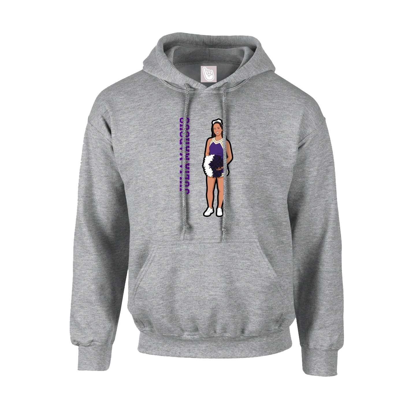Youth Hoodie — Name Vertical in Grey