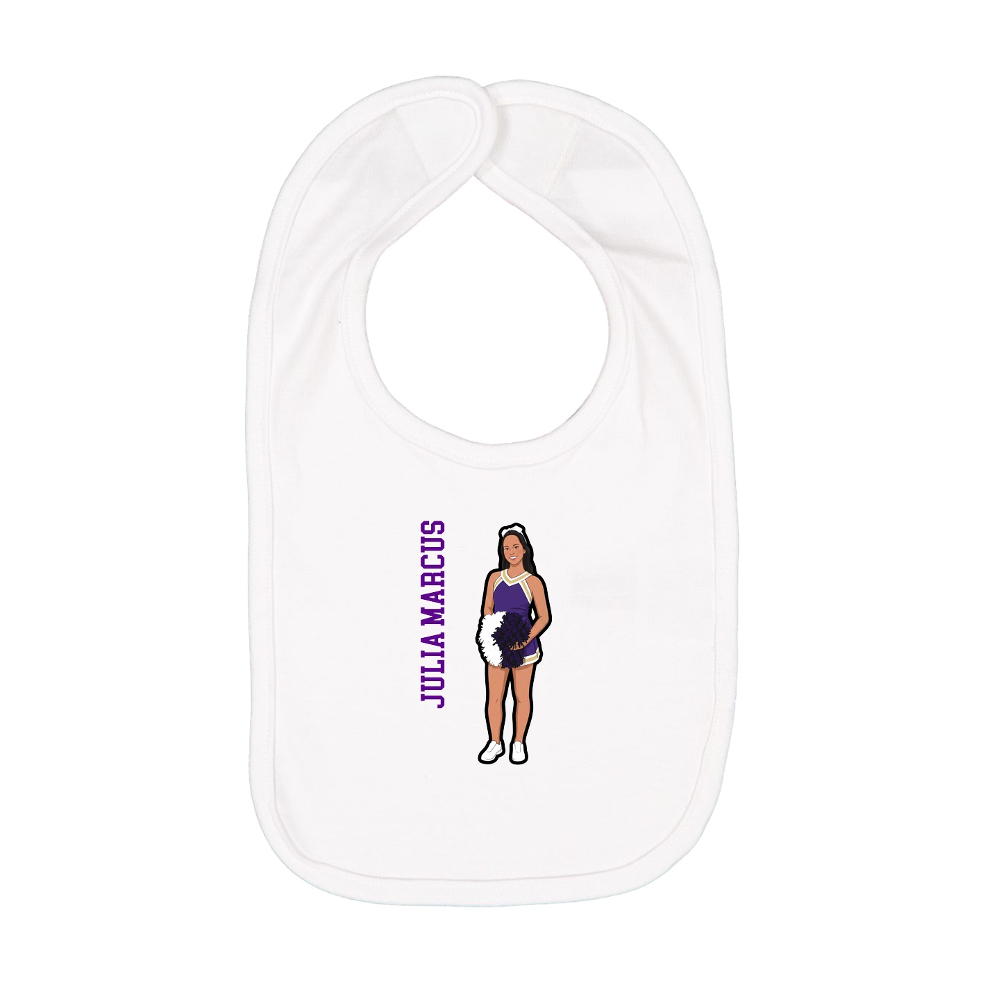 Infant Bib — Name Vertical in White