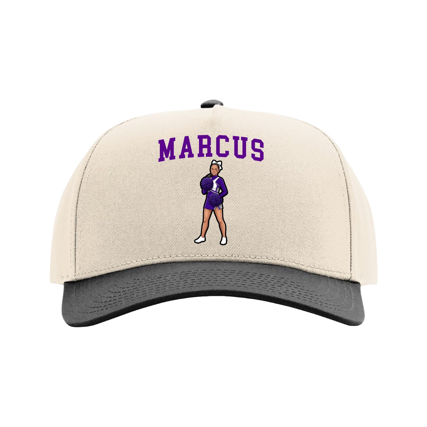 Full Fabric Five-Panel Champ Cap — Shirsey in Cream/Black