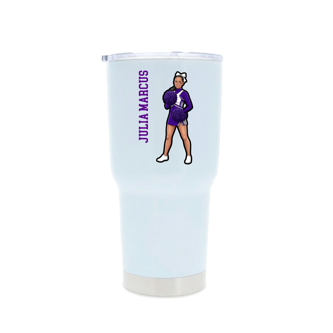 30oz Stainless Steel Tumbler — Name Vertical in White