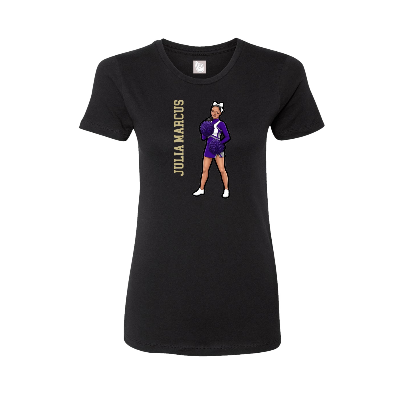 Fitted Women's Tee — Name Vertical in Black