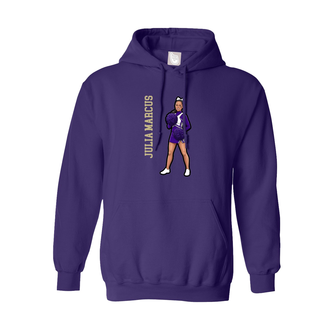 Hoodie — Name Vertical in Purple