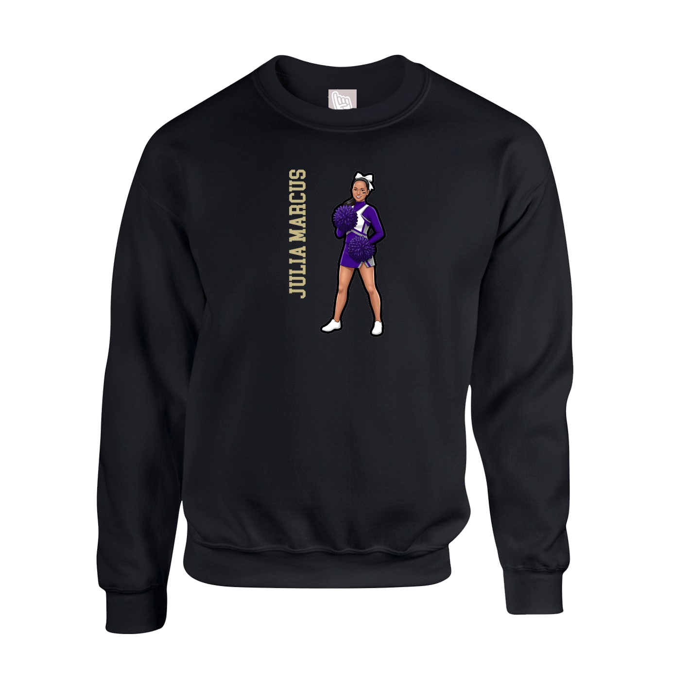 Fleece Crew — Name Vertical in Black