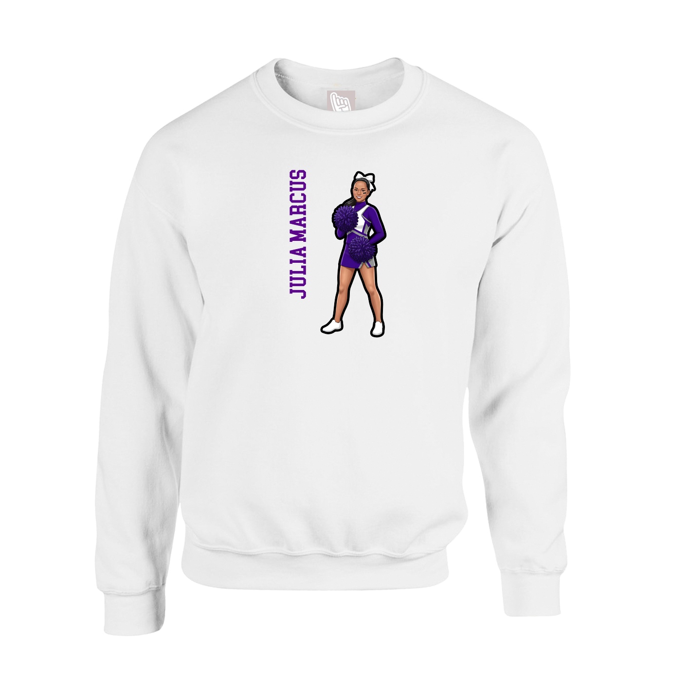Fleece Crew — Name Vertical in White
