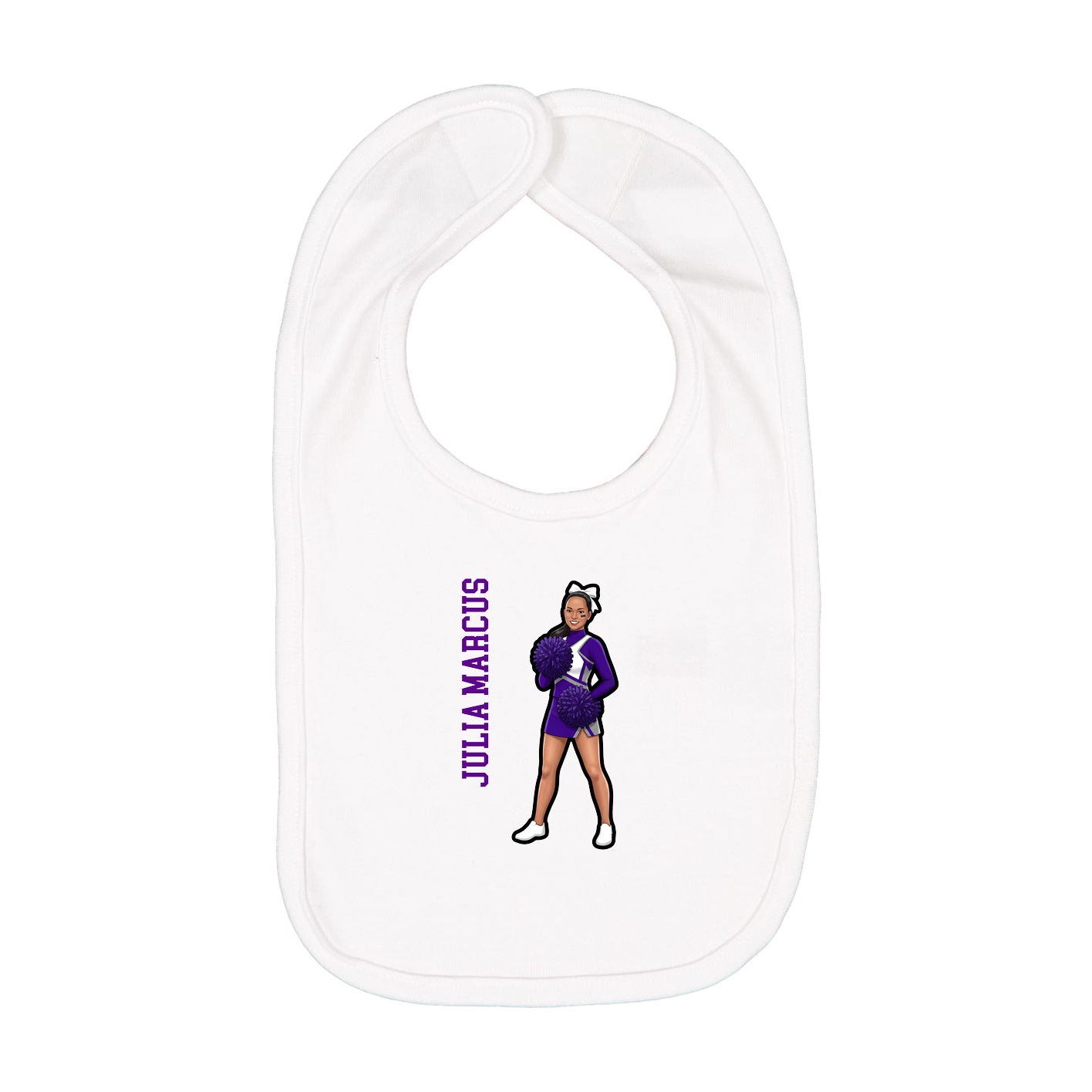 Infant Bib — Name Vertical in White