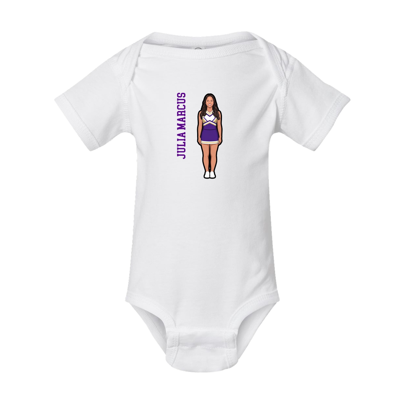 Baby Onesie — Name Vertical in White