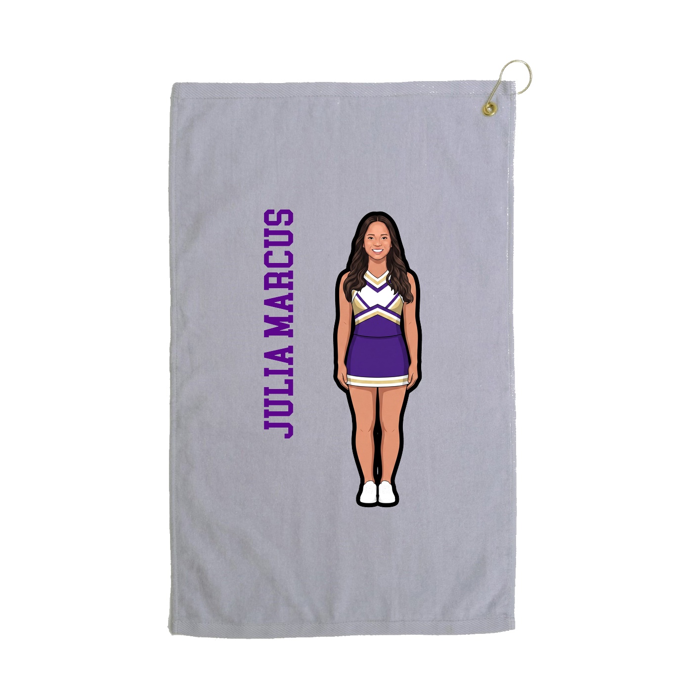 Golf Towel — Name Vertical in Grey