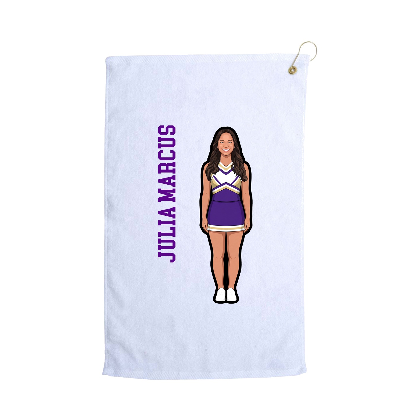 Golf Towel — Name Vertical in White