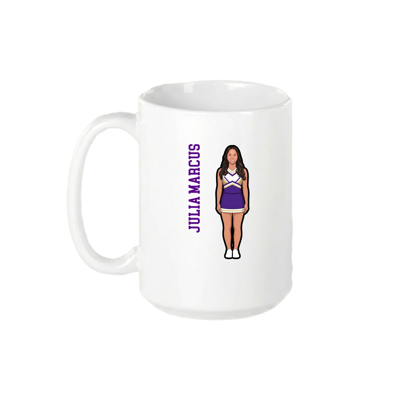 15oz Coffee Mug — Name Vertical in White