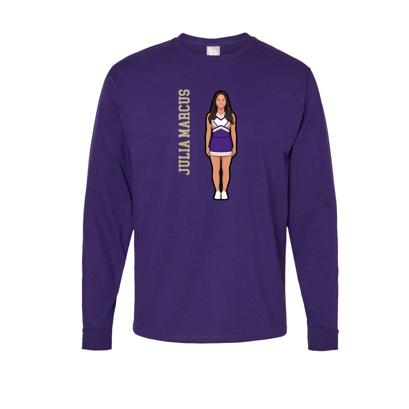 Long Sleeve Tee — Name Vertical in Purple