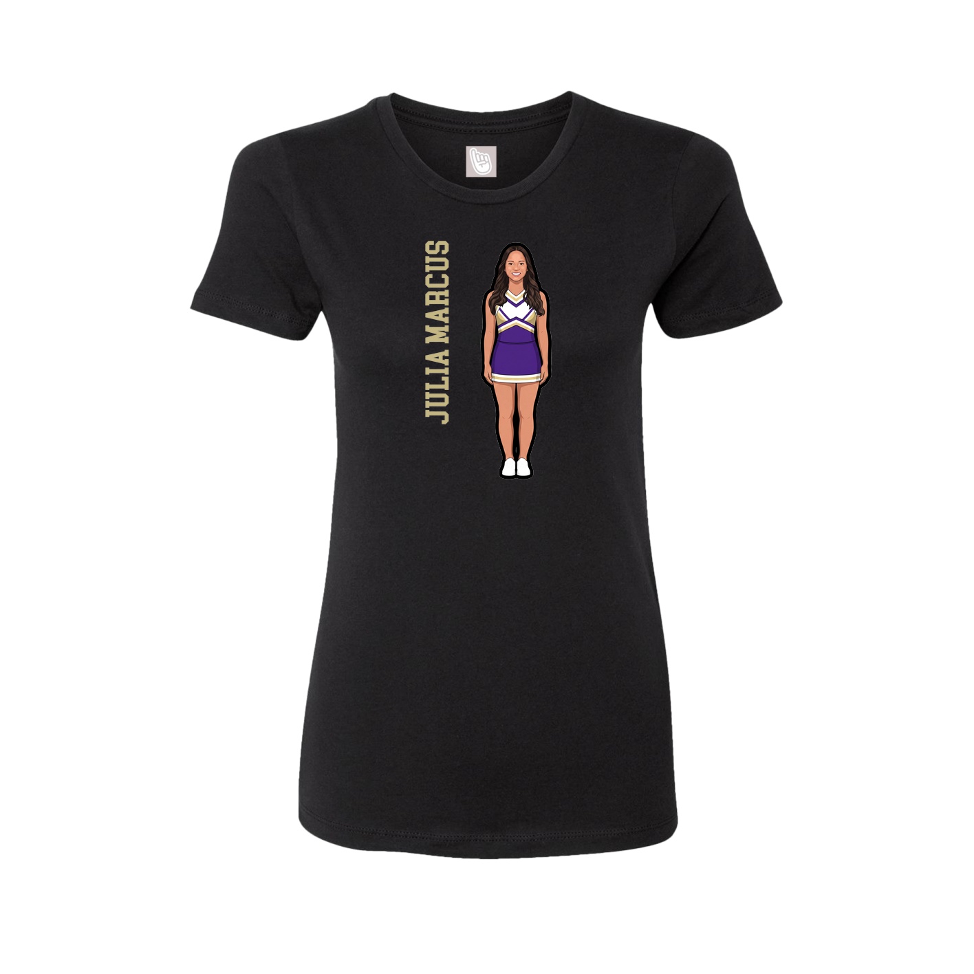Fitted Women's Tee — Name Vertical in Black