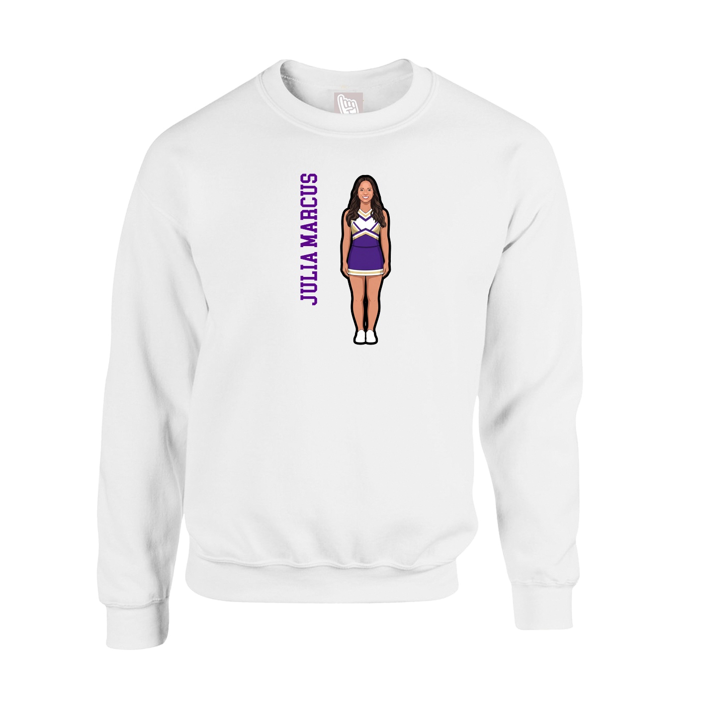 Fleece Crew — Name Vertical in White