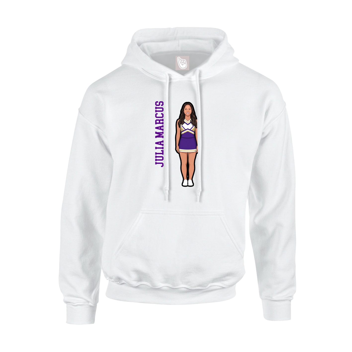 Youth Hoodie — Name Vertical in White