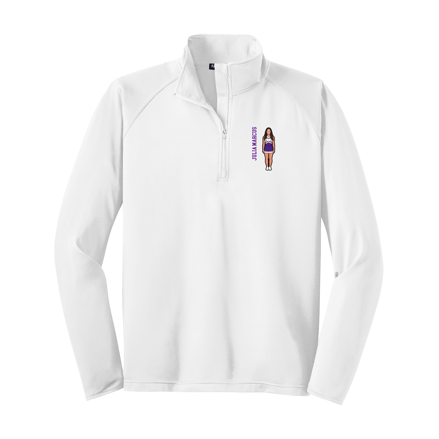 Q-Zip Pullover — Name Vertical in White