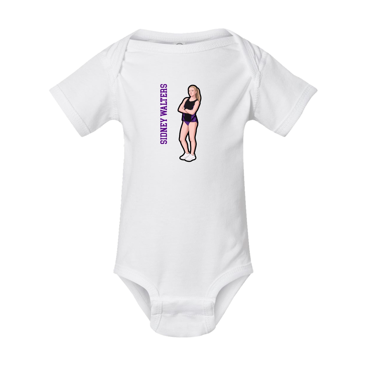 Baby Onesie — Name Vertical in White