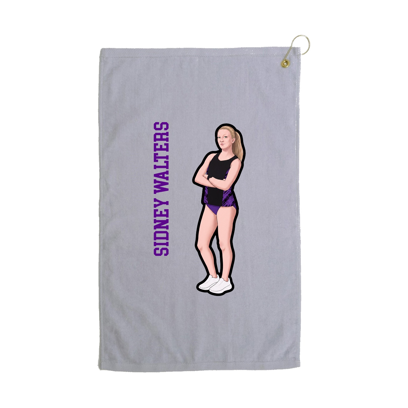 Golf Towel — Name Vertical in Grey