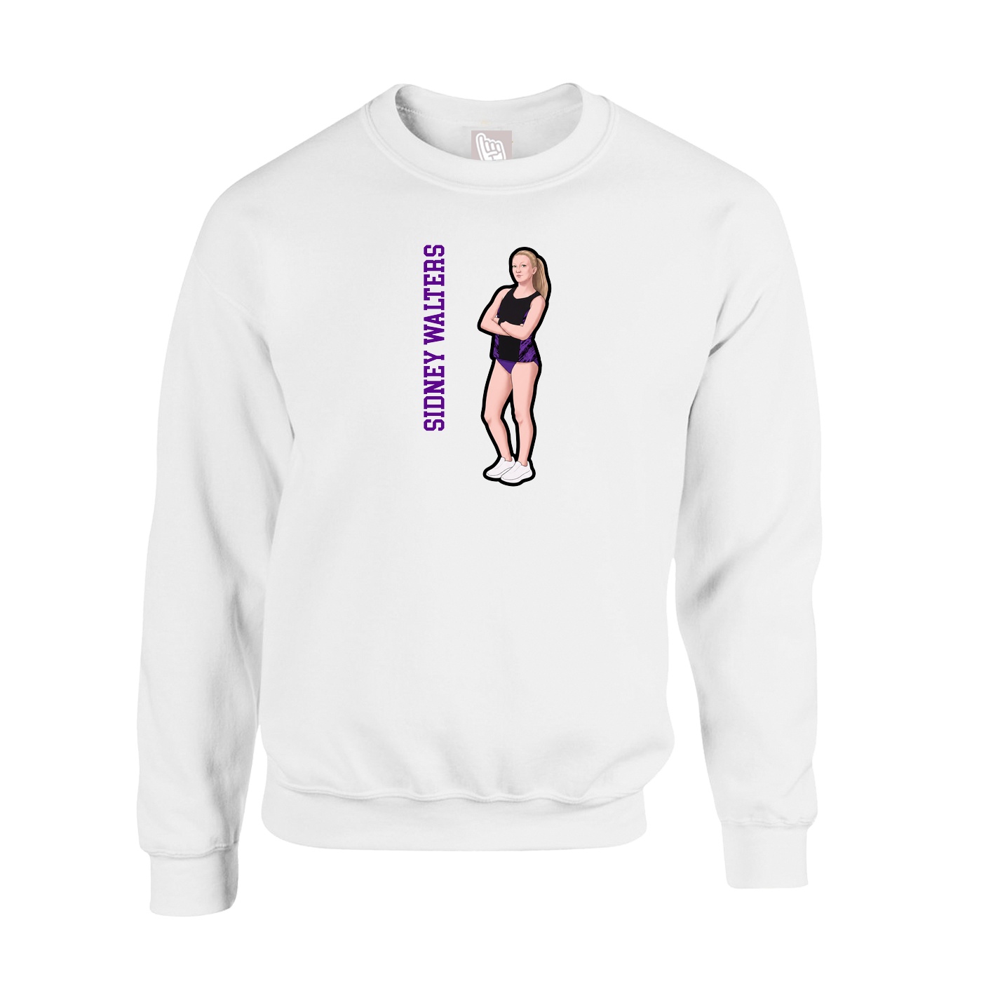 Fleece Crew — Name Vertical in White