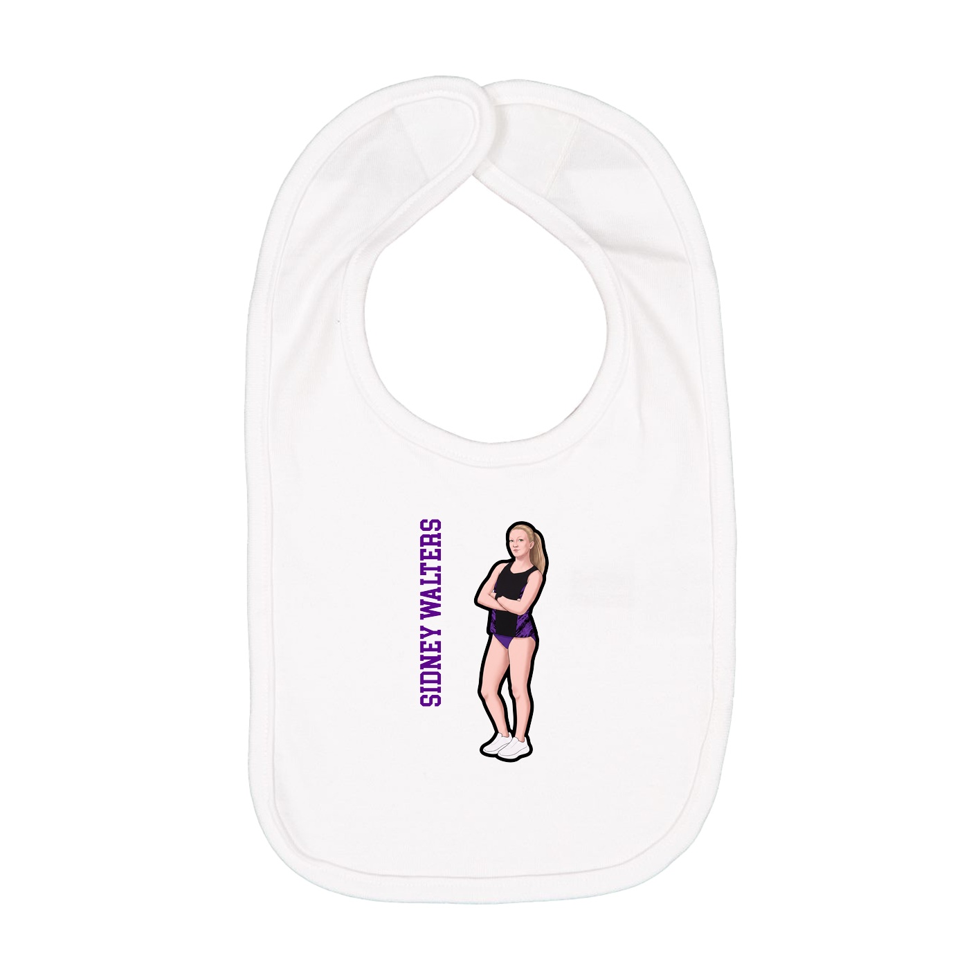 Infant Bib — Name Vertical in White