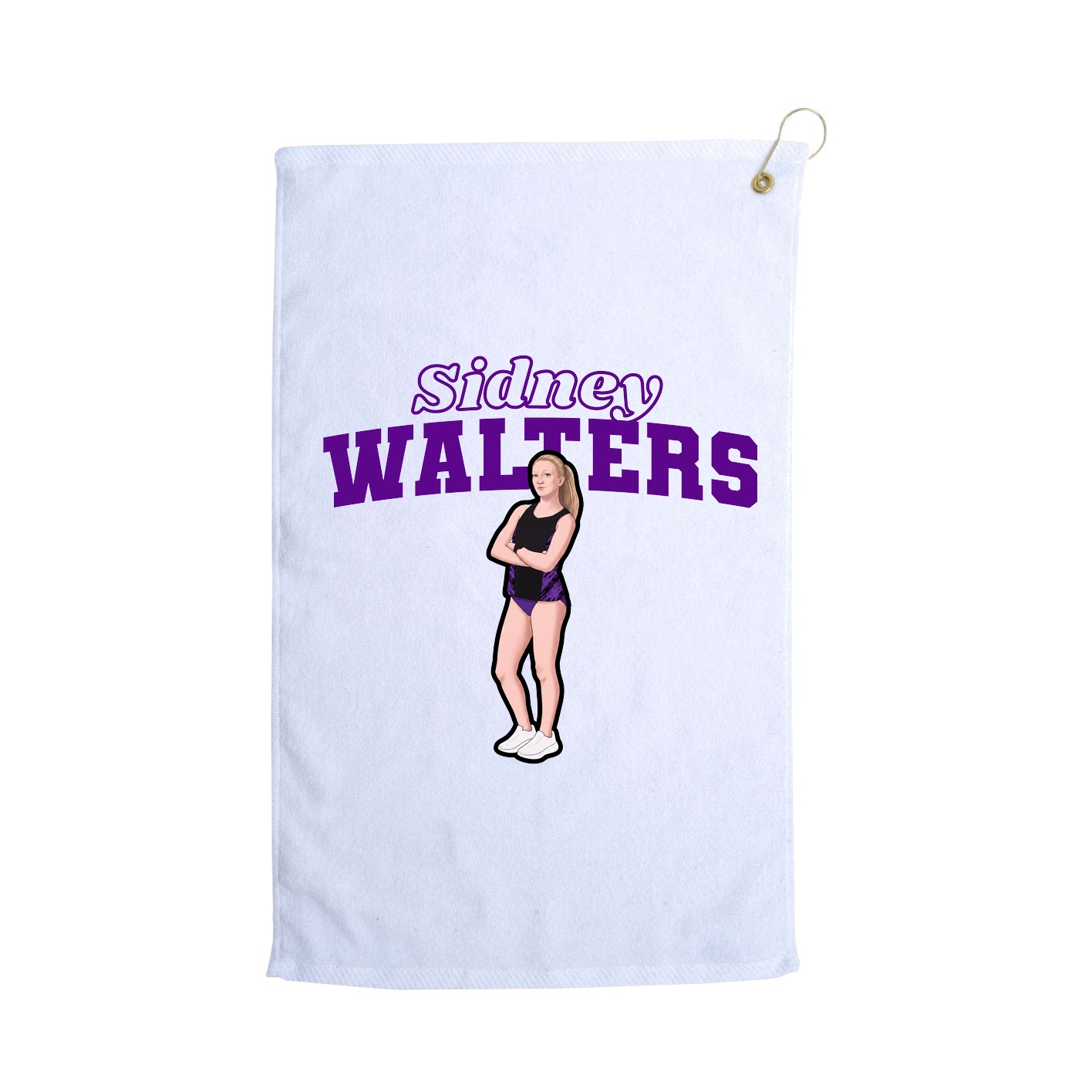 Golf Towel — Name Arch in White