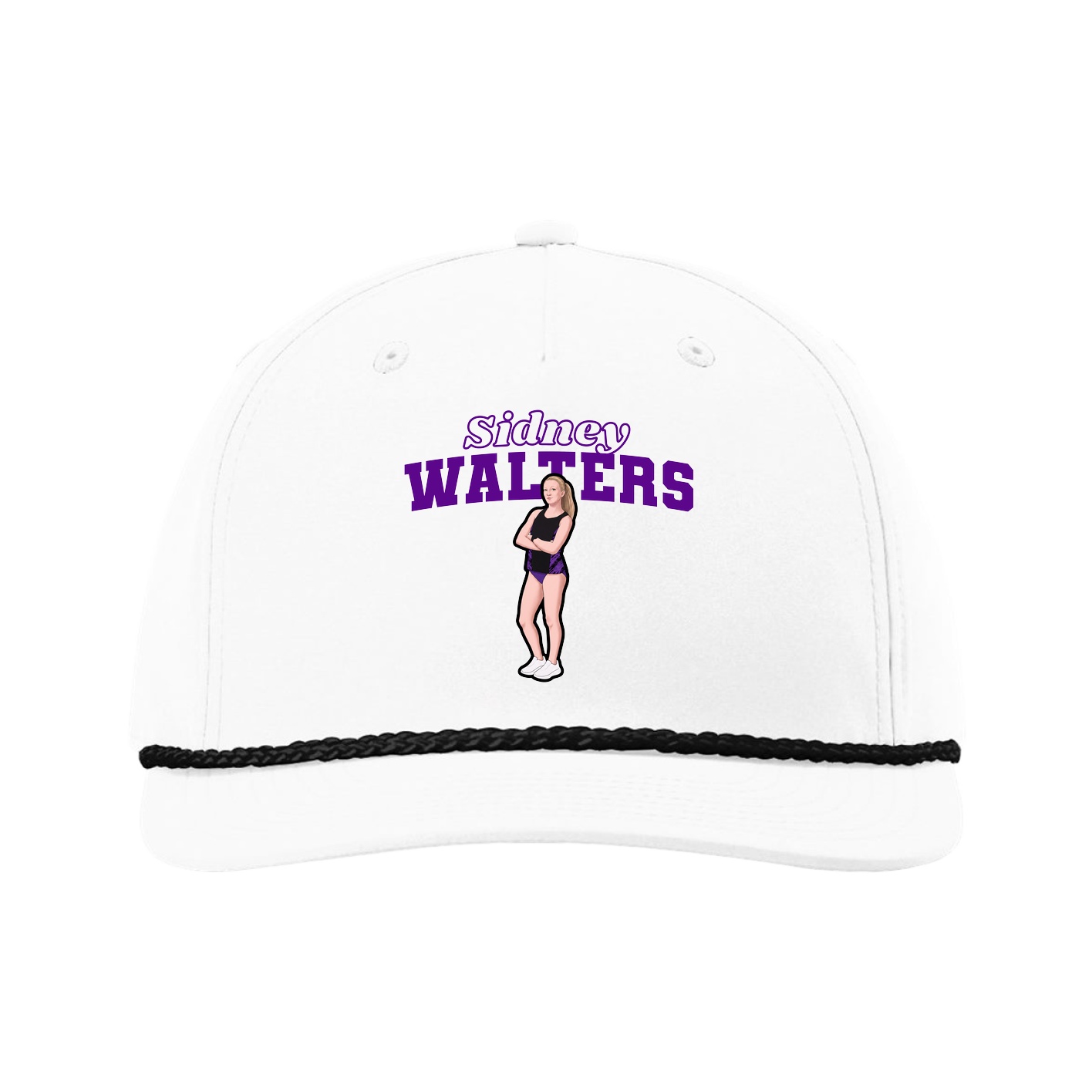 Five-Panel Classic Rope Cap — Name Arch in White
