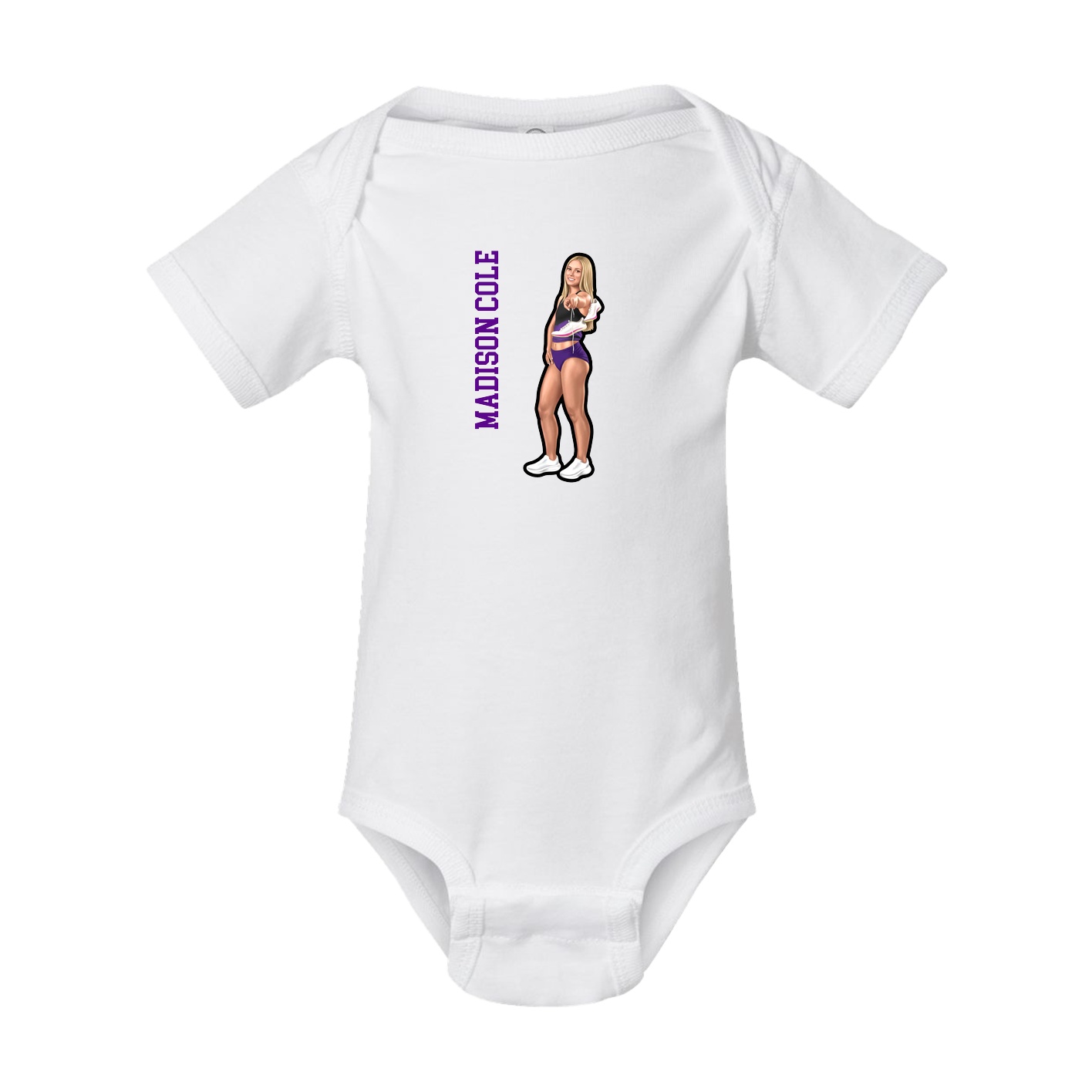 Baby Onesie — Name Vertical in White