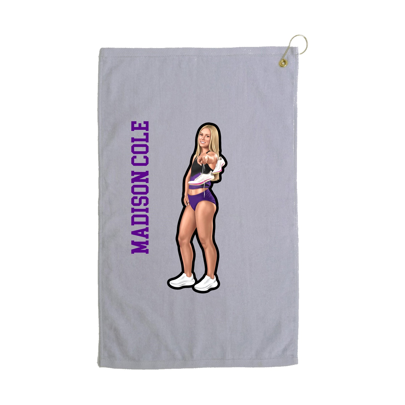 Golf Towel — Name Vertical in Grey