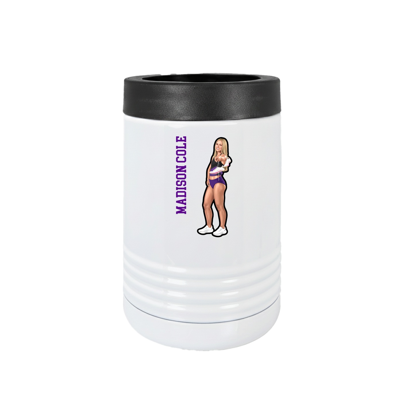 Beverage Holder — Name Vertical in White
