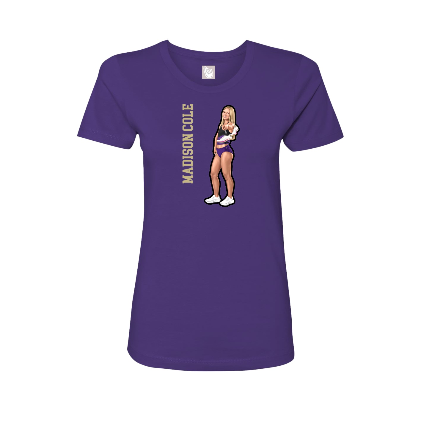 Womens Tee — Name Vertical in Purple