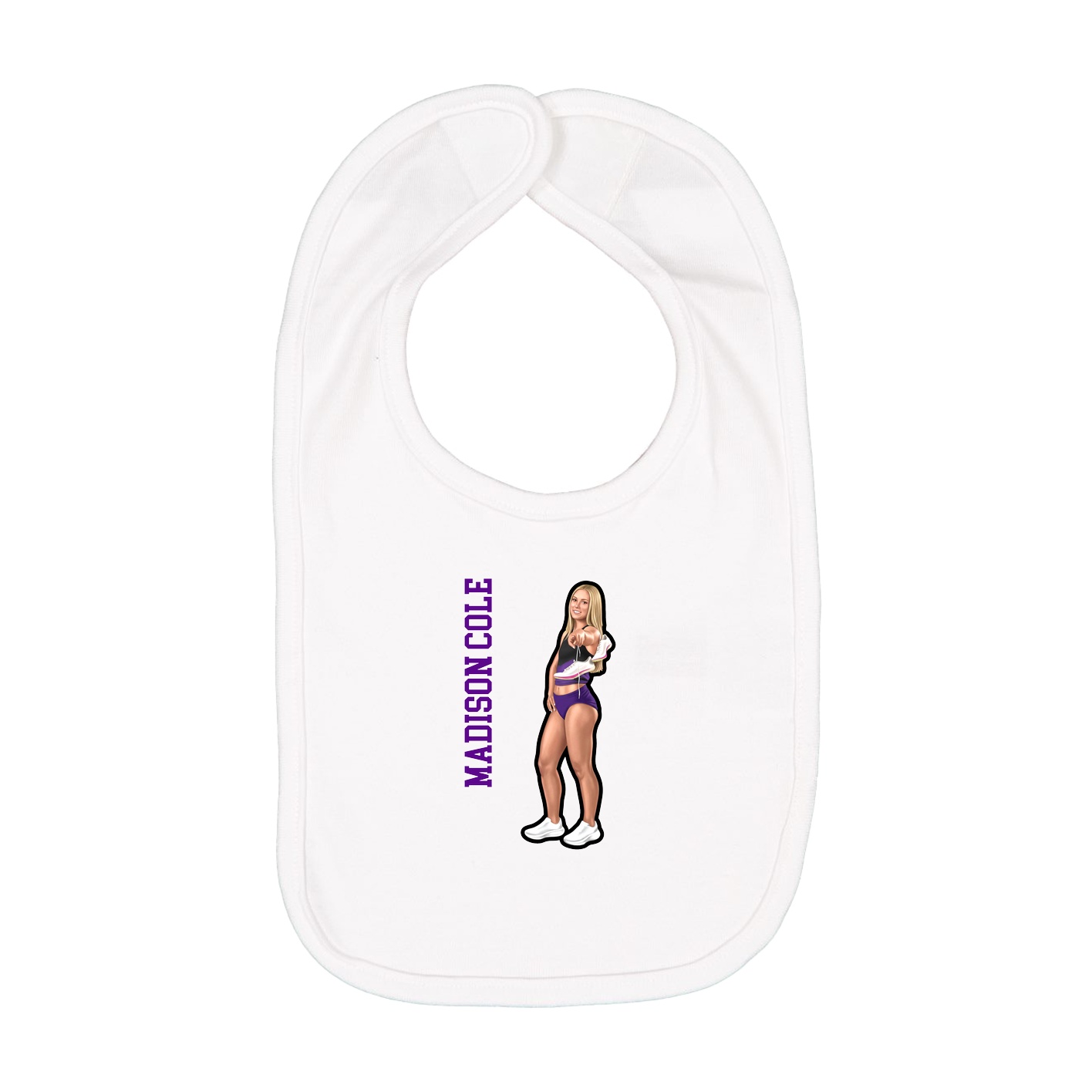 Infant Bib — Name Vertical in White