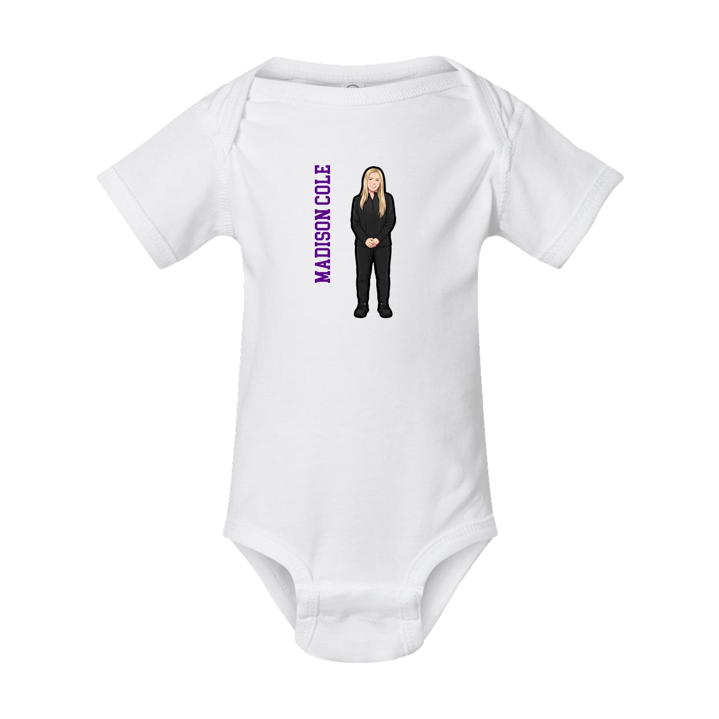 Baby Onesie — Name Vertical in White
