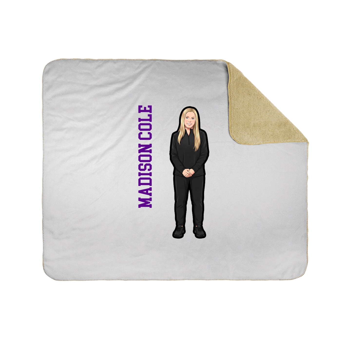 Throw Blanket — Name Vertical in White