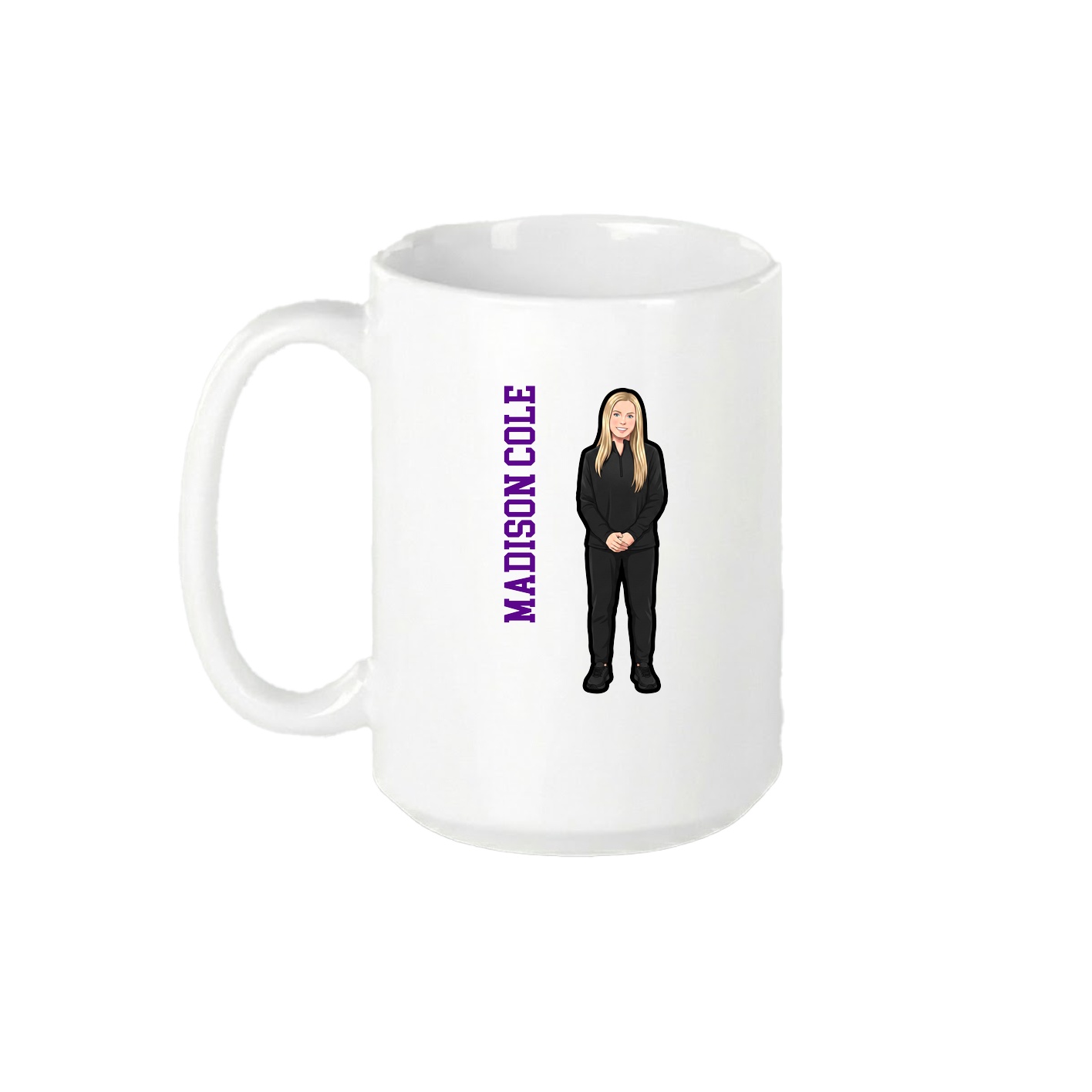 15oz Coffee Mug — Name Vertical in White
