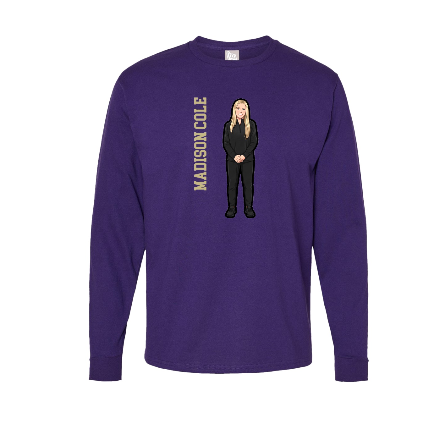 Long Sleeve Tee — Name Vertical in Purple