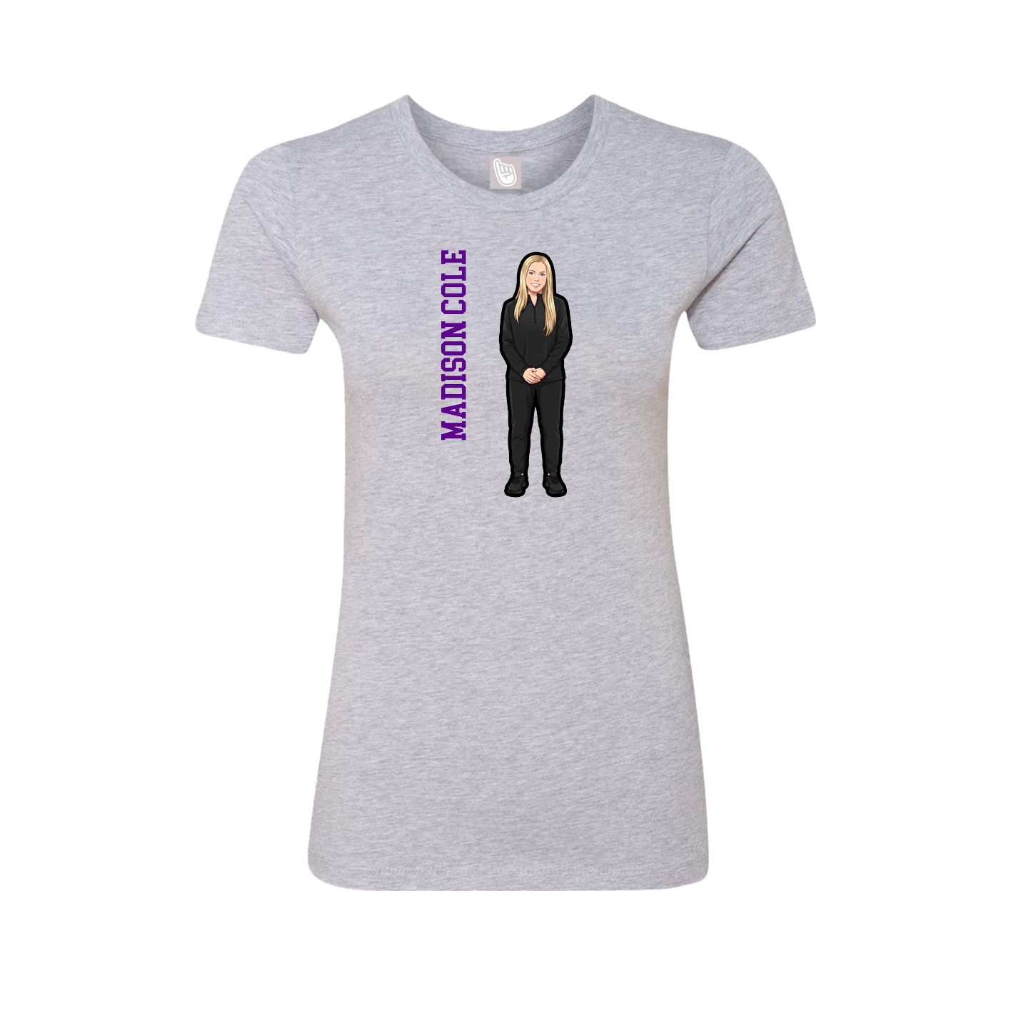 Womens Tee — Name Vertical in Grey