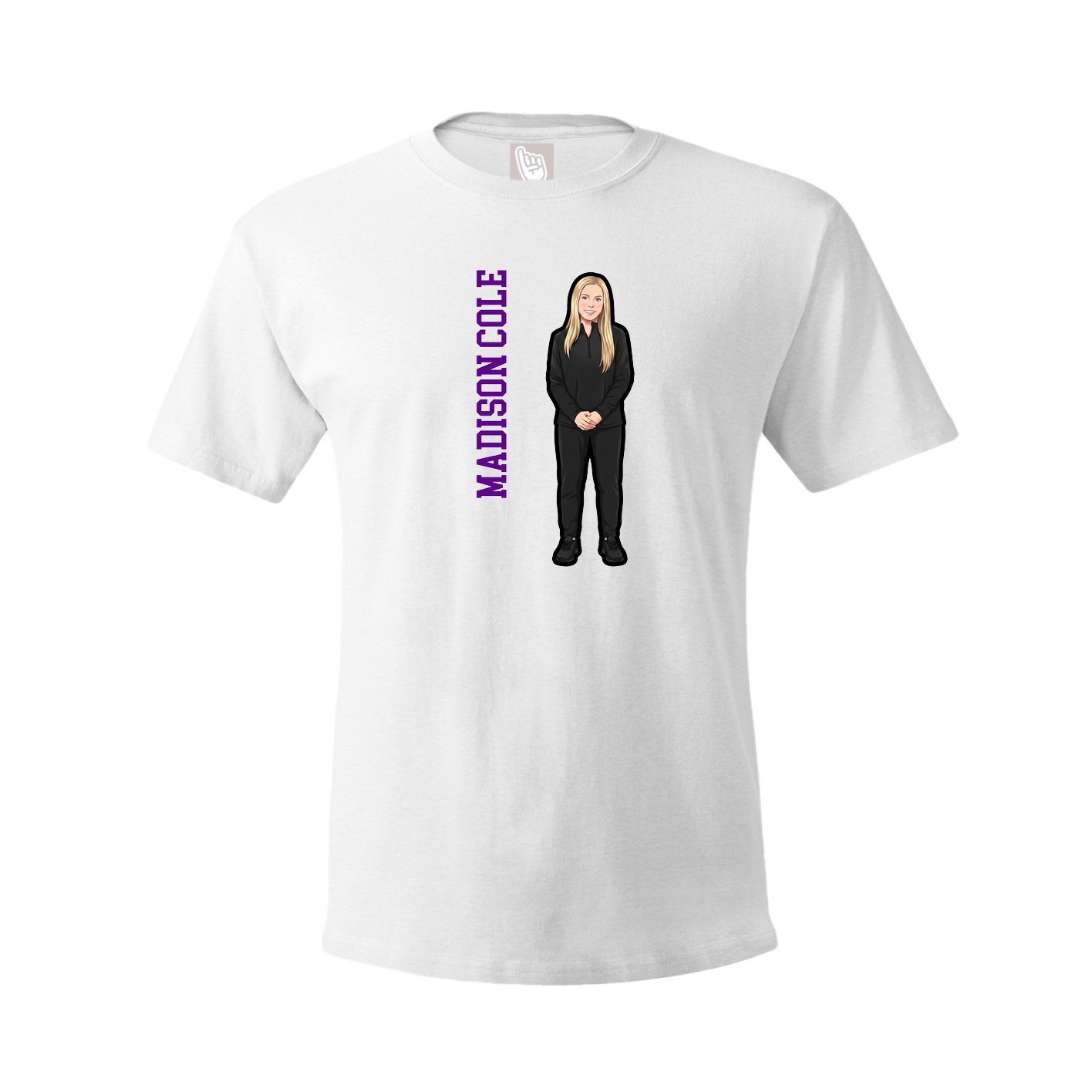 Youth Tee — Name Vertical in White