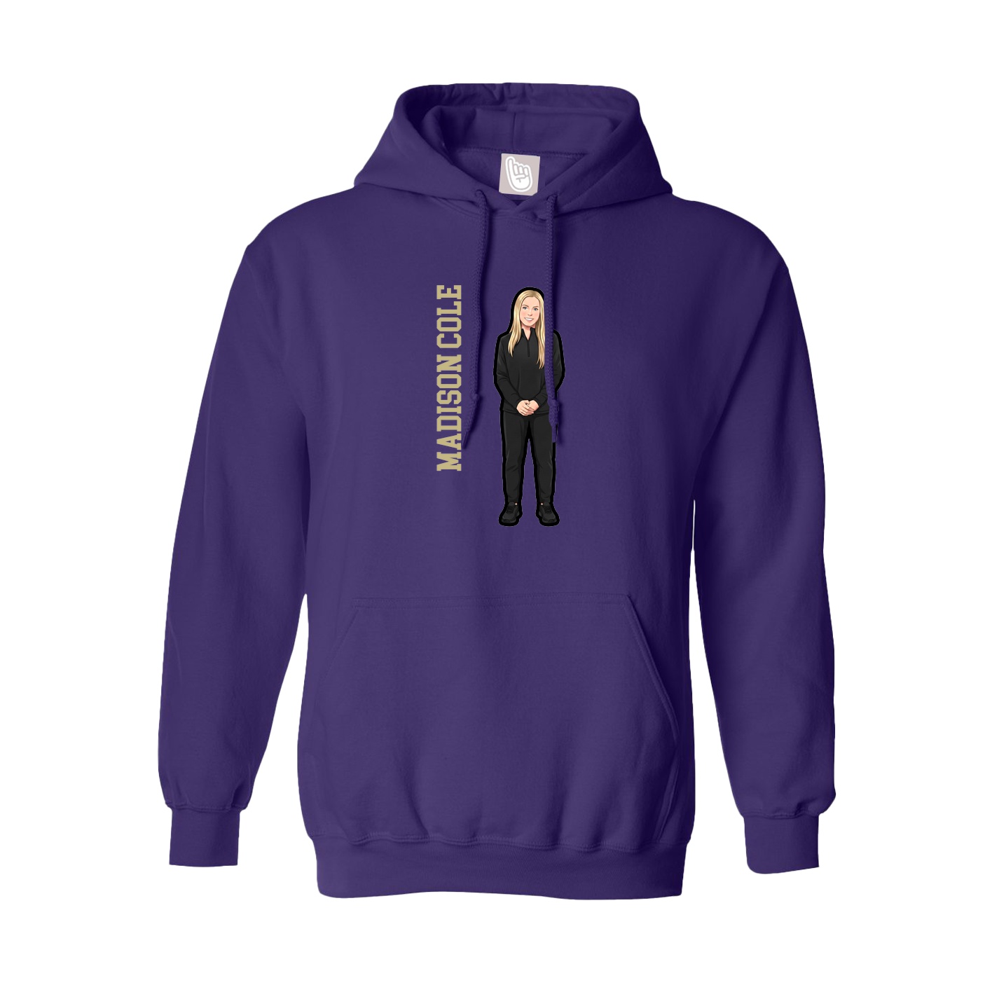 Youth Hoodie — Name Vertical in Purple