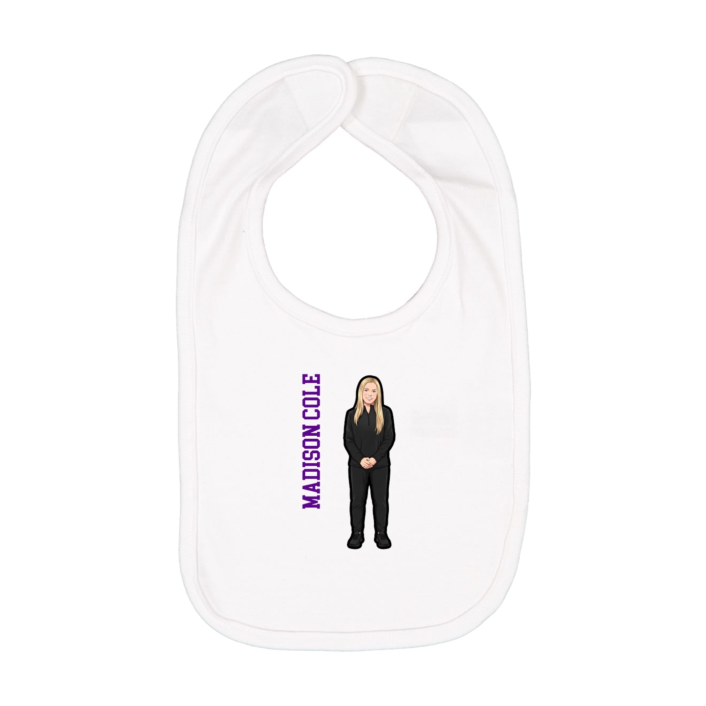 Infant Bib — Name Vertical in White
