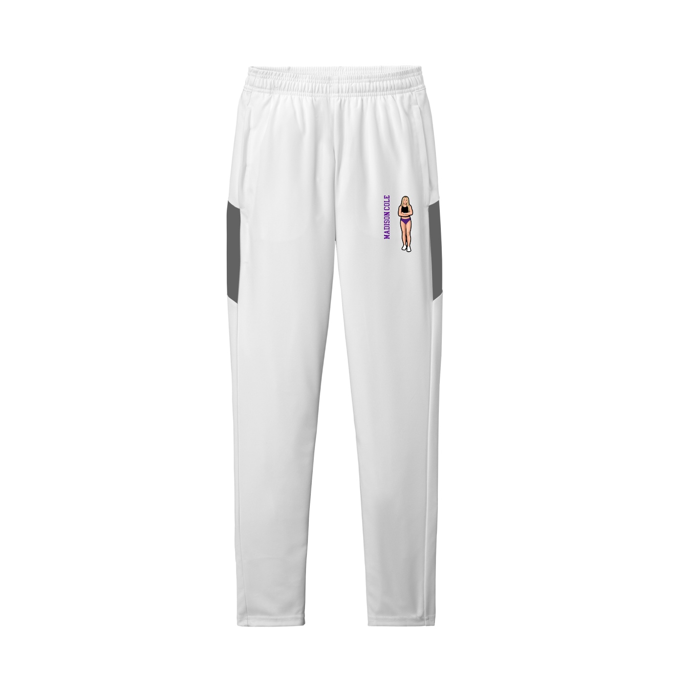 Team Travel Pant — Name Vertical in White/Grey