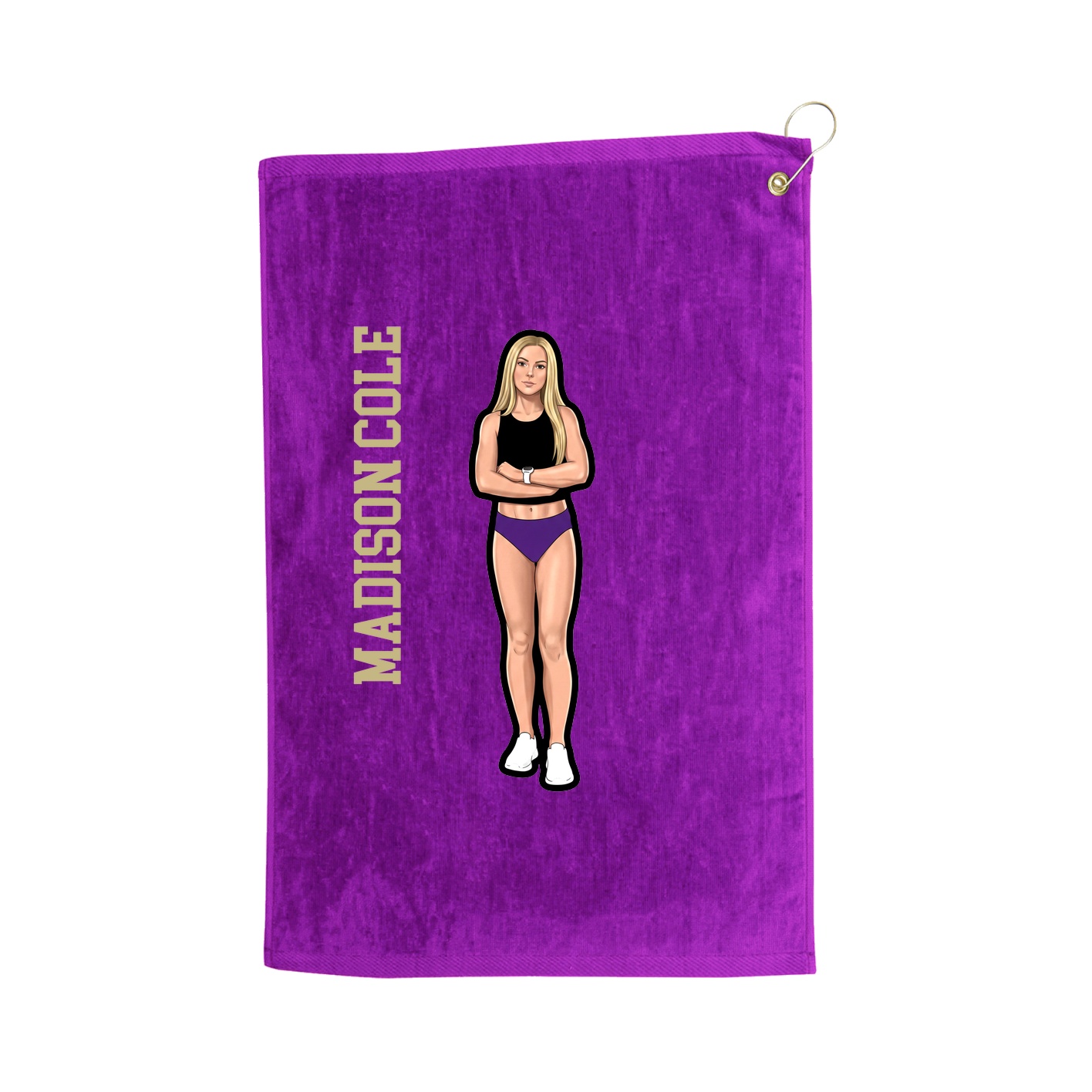 Golf Towel — Name Vertical in Purple