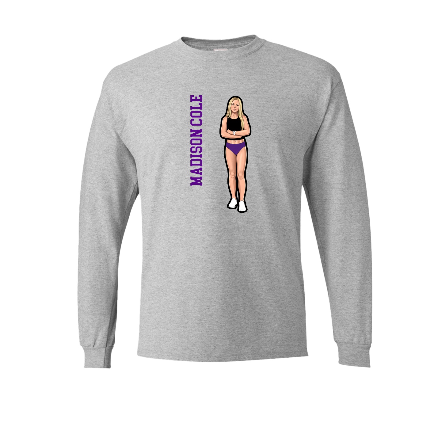 Long Sleeve Tee — Name Vertical in Grey