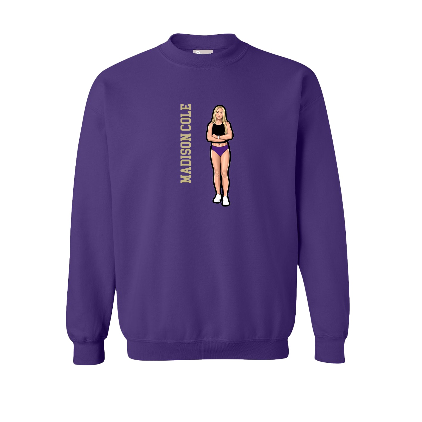 Fleece Crew — Name Vertical in Purple