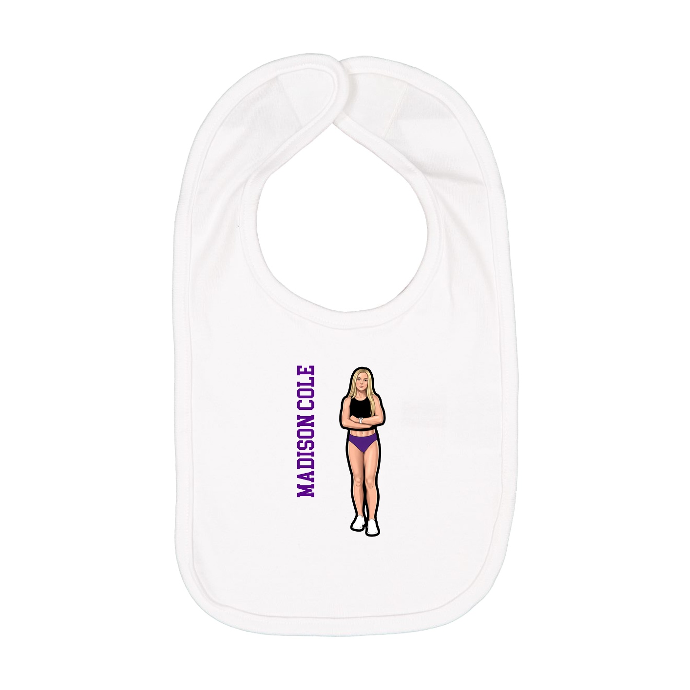 Infant Bib — Name Vertical in White