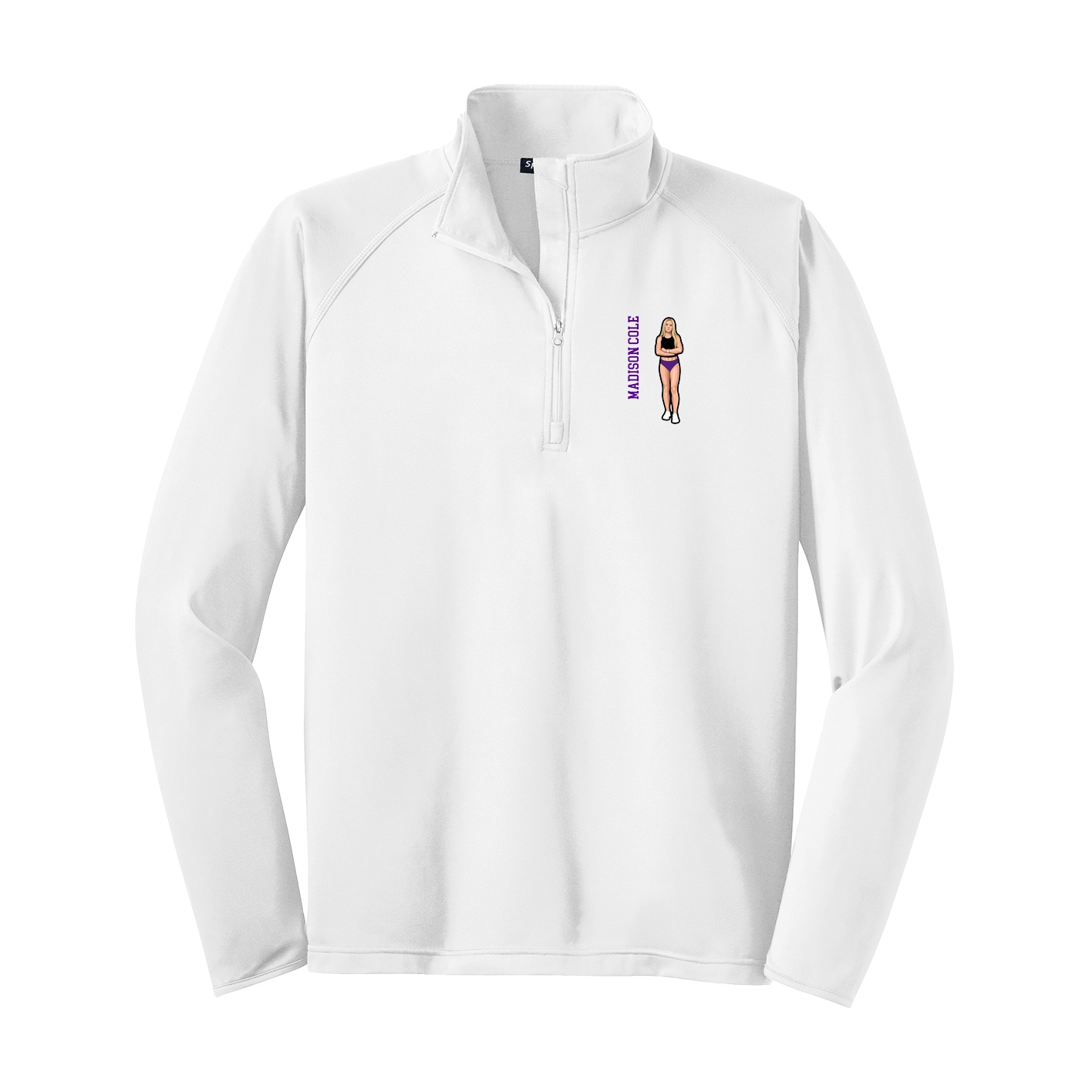 Q-Zip Pullover — Name Vertical in White