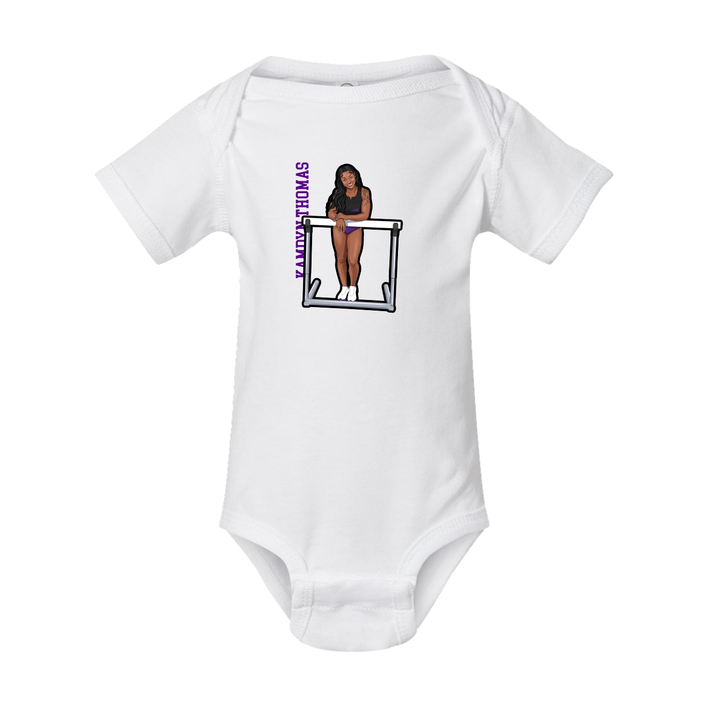 Baby Onesie — Name Vertical in White
